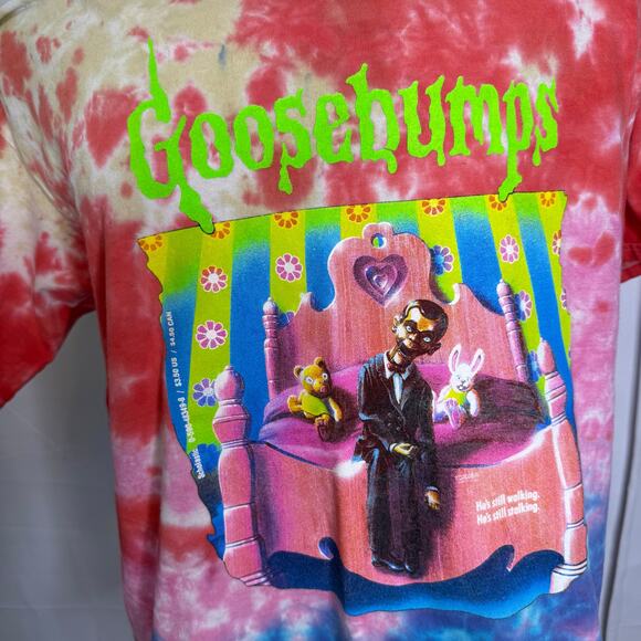 Goosebumps Tie Dye Slappy T-Shirt Large Red Blue Graphic Horror Retro 90s Style - Picture 3 of 6
